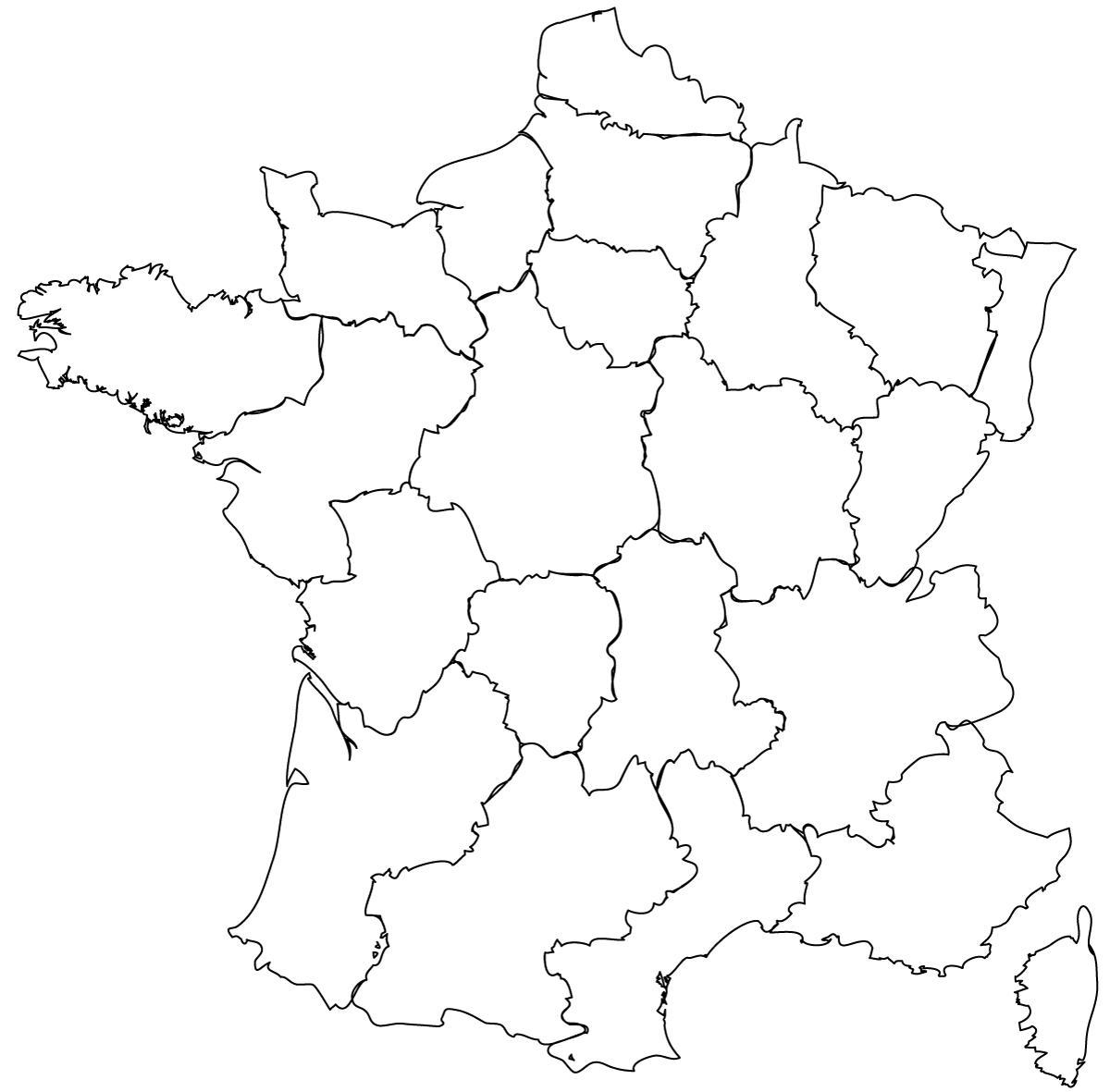 Lege kaart van Frankrijk