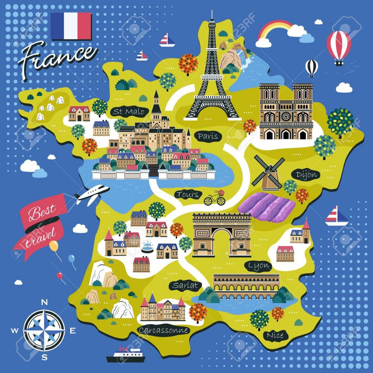 Frankrijk toeristische attracties kaart