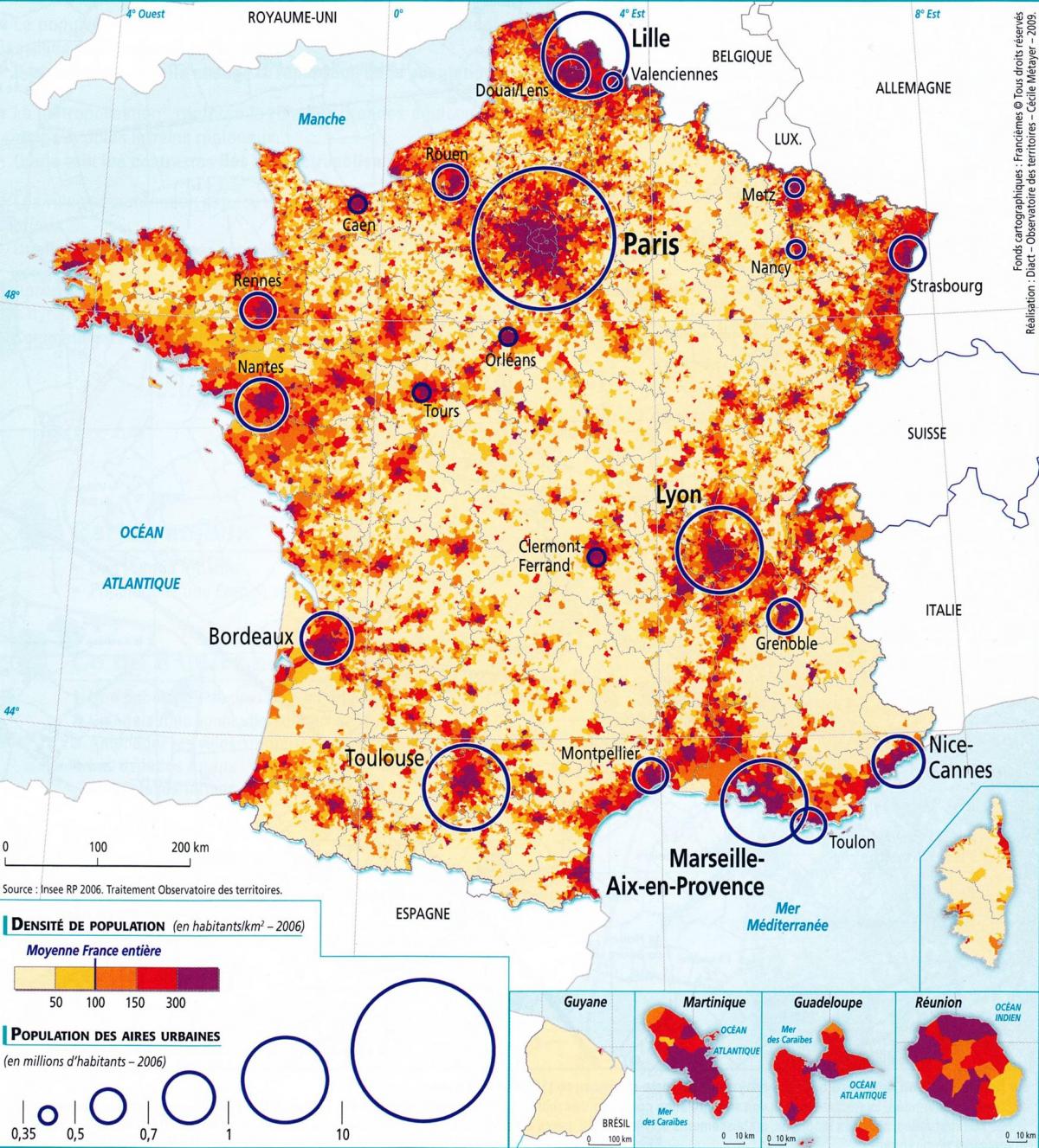 Frankrijk dichtheidskaart