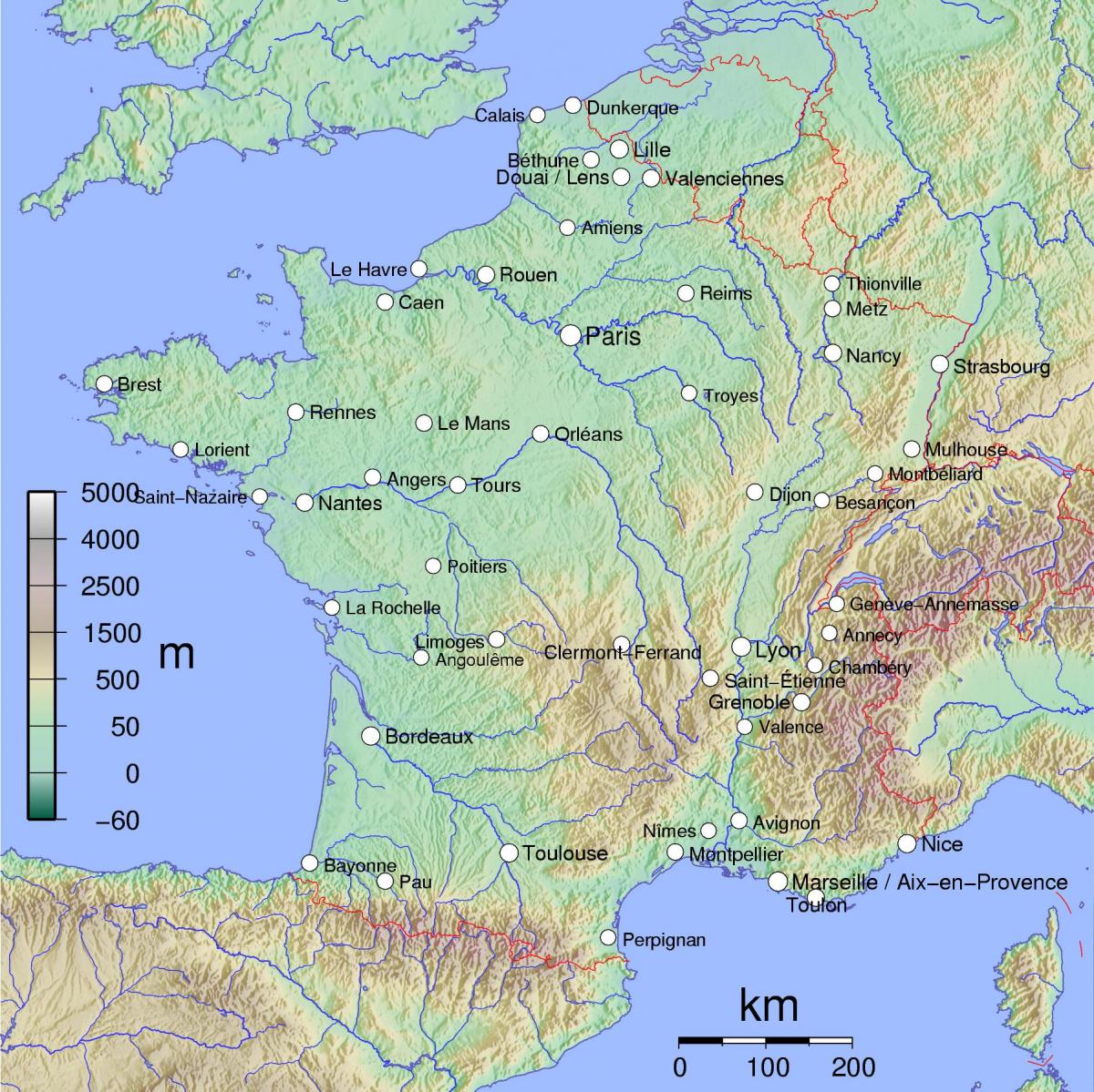 Frankrijk landkaart