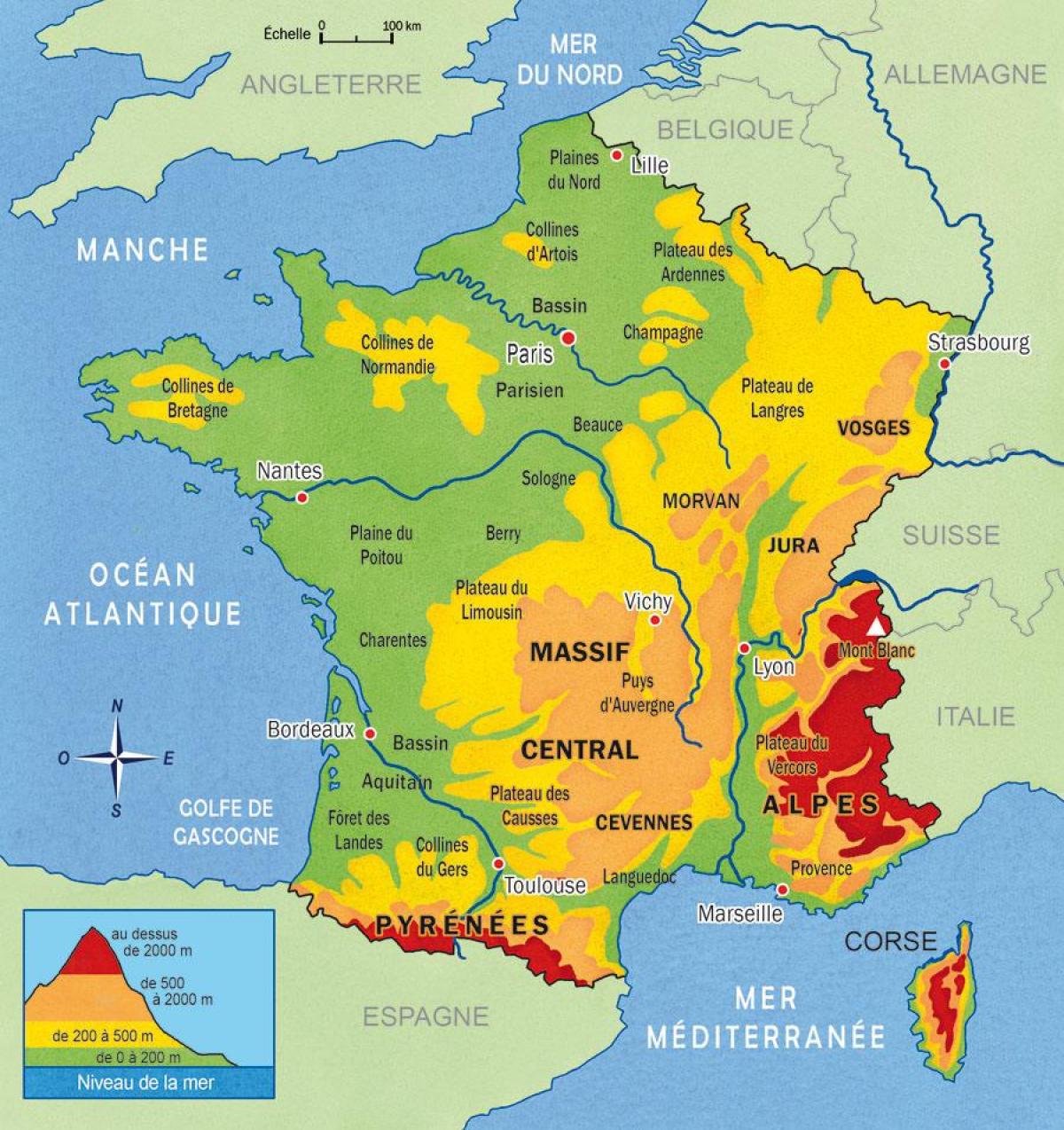 Bergen in Frankrijk kaart