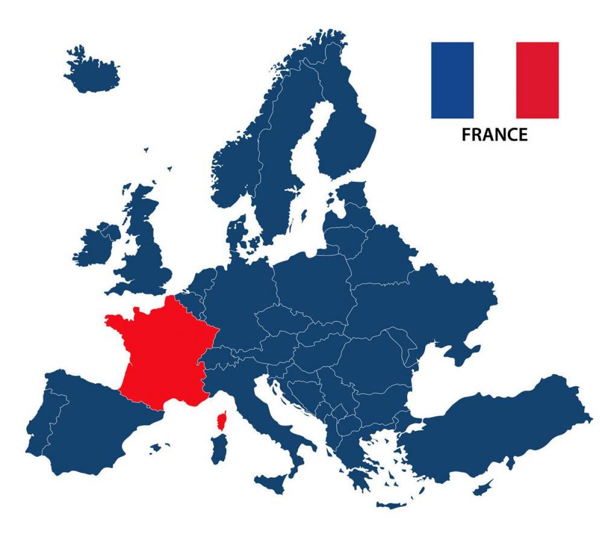 Frankrijk ligging op de Europa-kaart