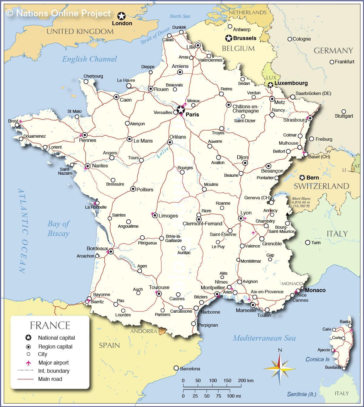 Frankrijk administratieve kaart
