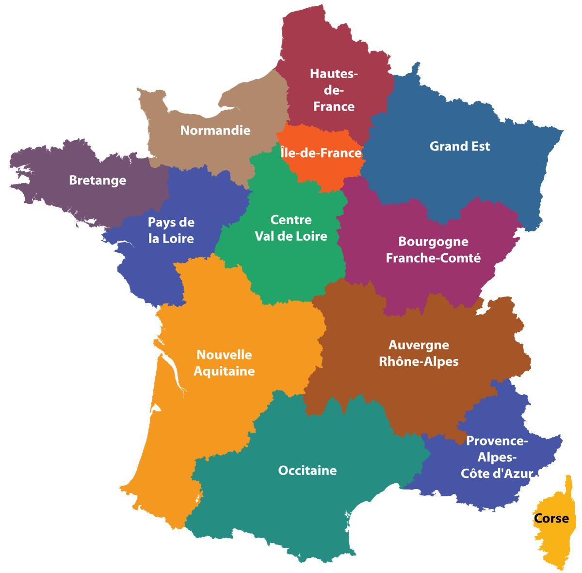 Frankrijk gebiedenkaart