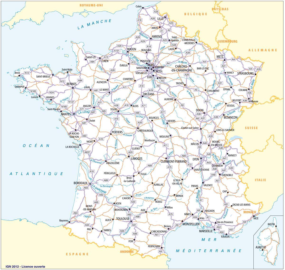 Snelwegkaart van Frankrijk