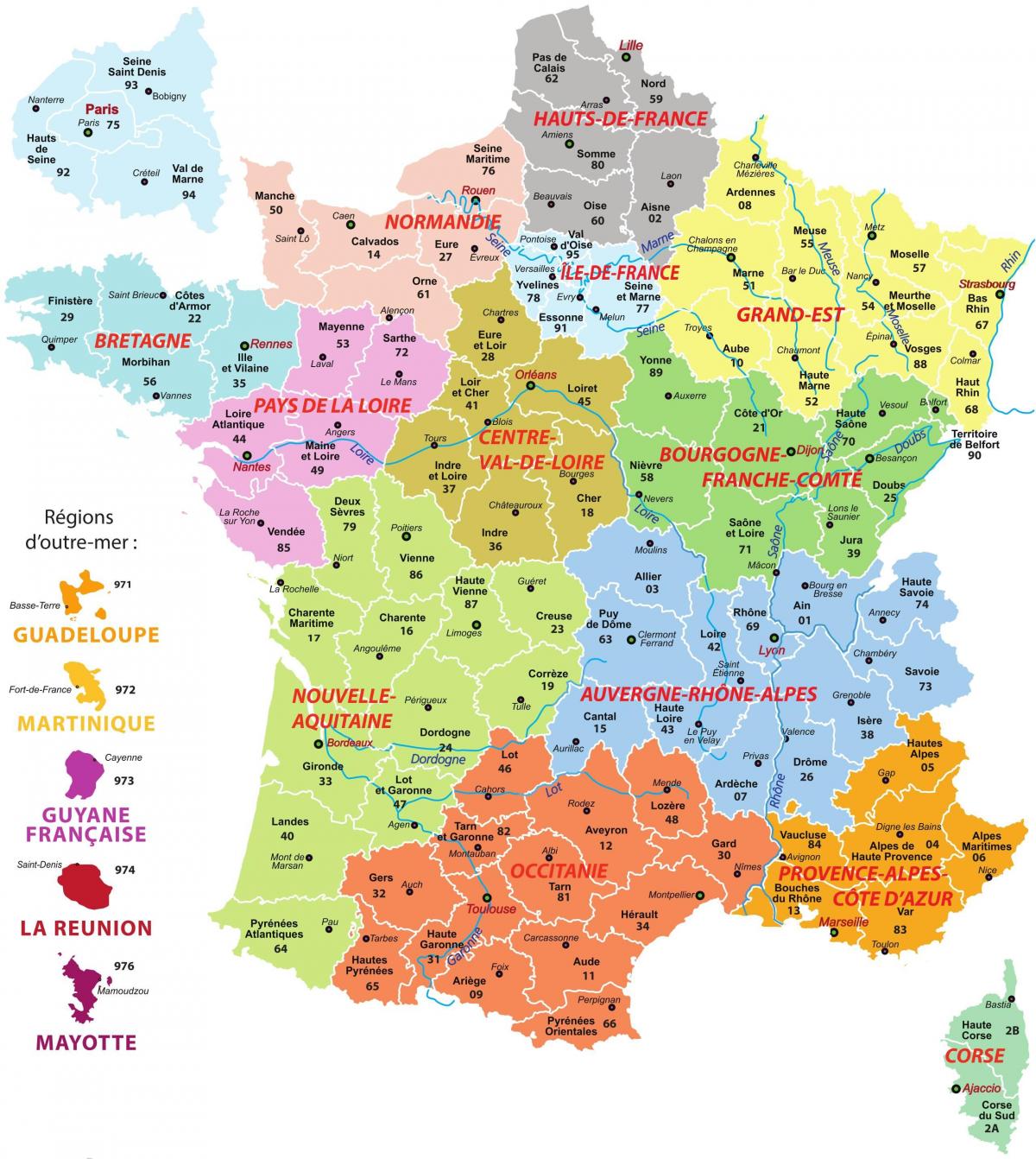 Grote kaart van Frankrijk